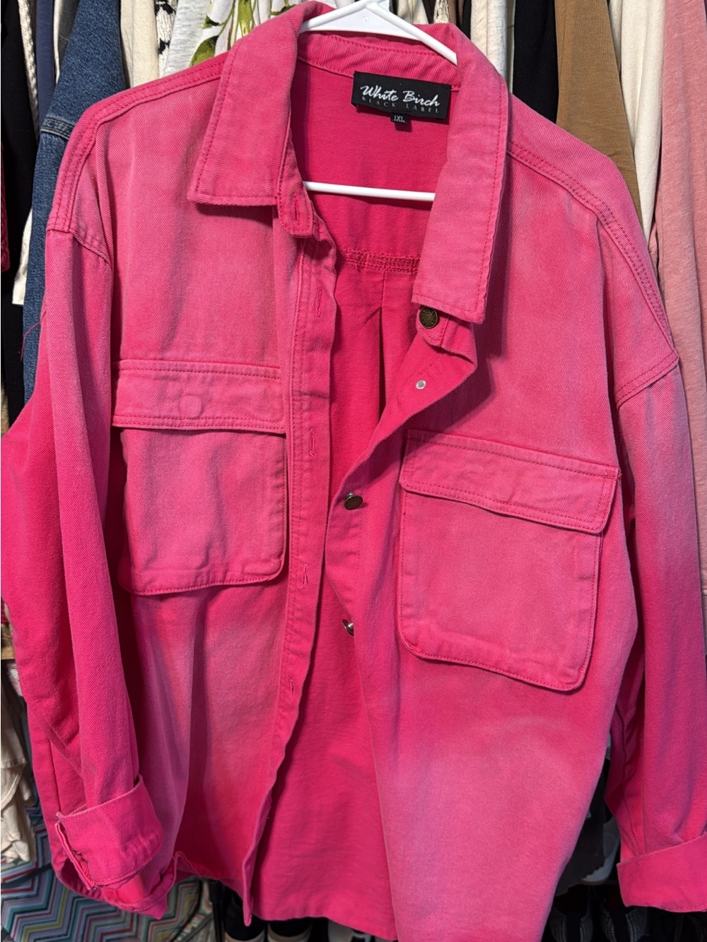 white birch Vibrant Pink Utility Shacket